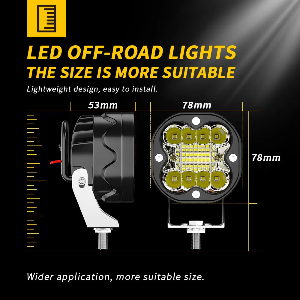 Hot 3-inch car LED work lights with harness to install the driving lights, pod lights, off-road lights