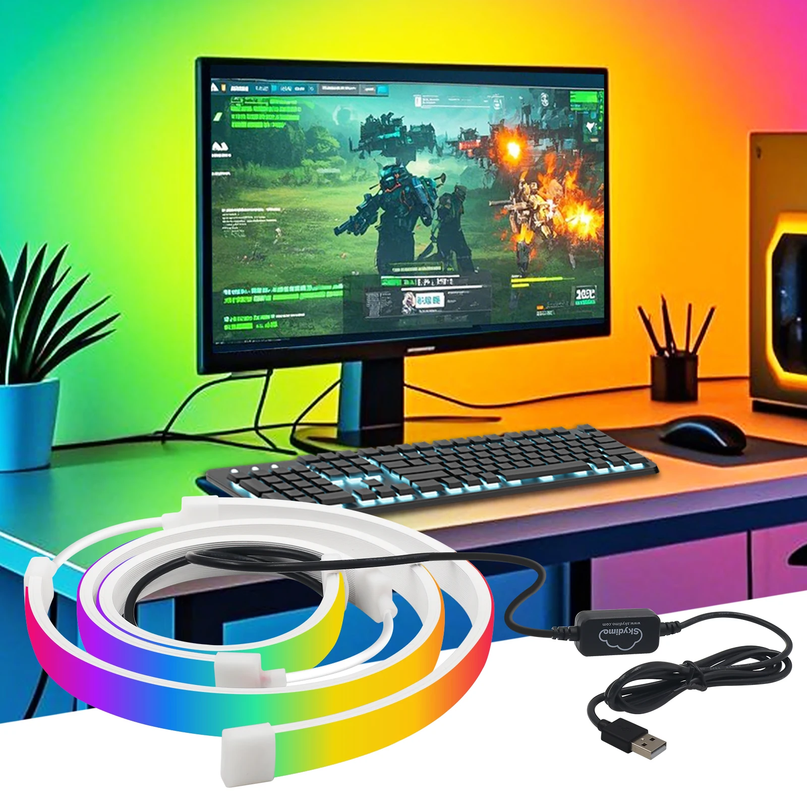Smart LED Gaming Strip Light Computer Monitor Backlight Sync RGB Strip Light Screen USB Ambient Light Gaming Room Bedroom Decor