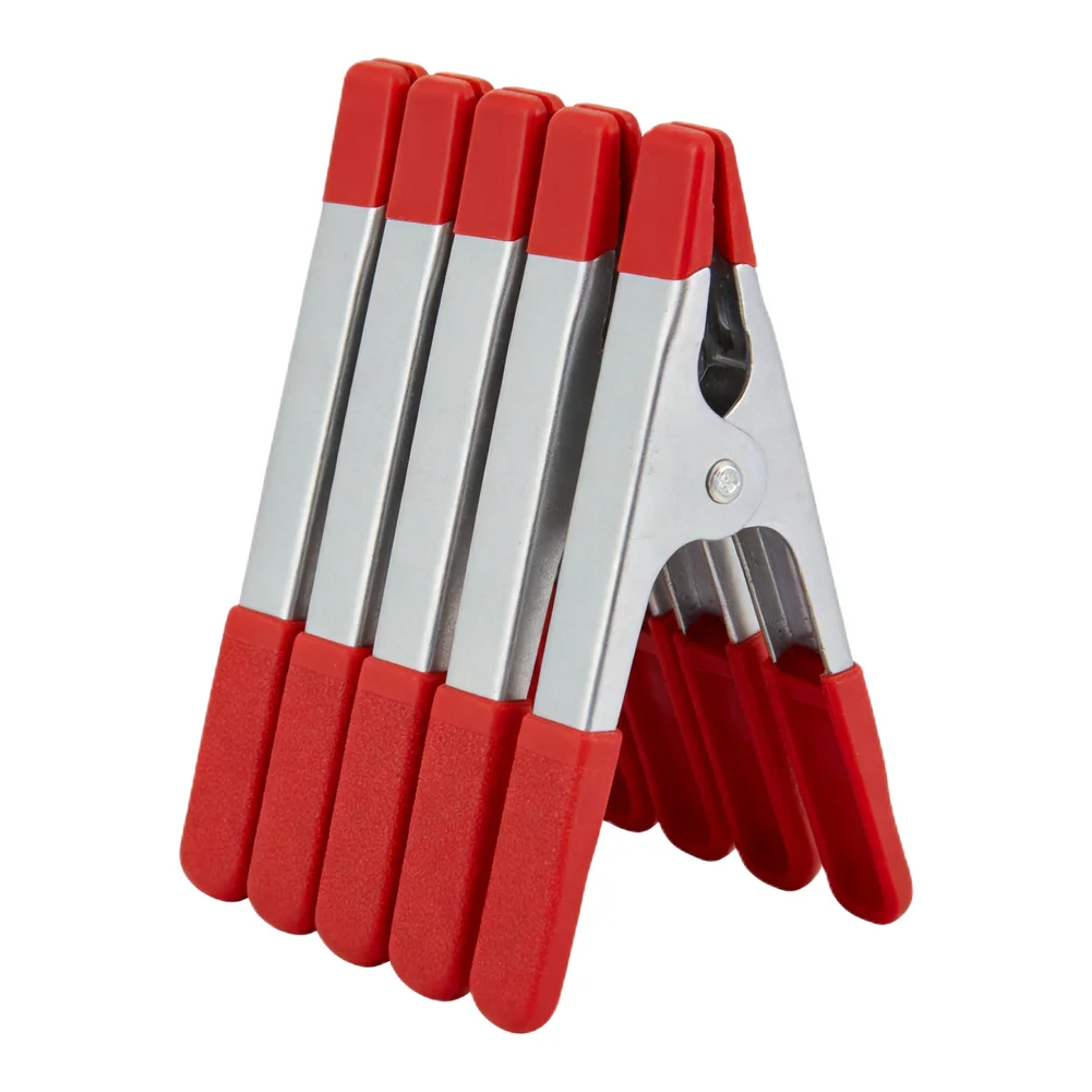 3.93*0.7'' Heavy Duty Spring Clamps Red And Silver Colors Rubber Pads For Safety Multi-purpose Use 12 Pack Set