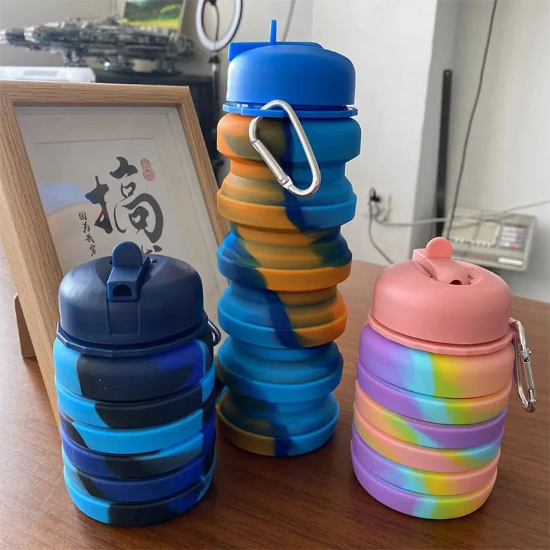 Food Grade Silicone Folding Water Cup Outdoor Portable Telescopic Drinking Cup Creative Colorful Sports Cycling Kettle