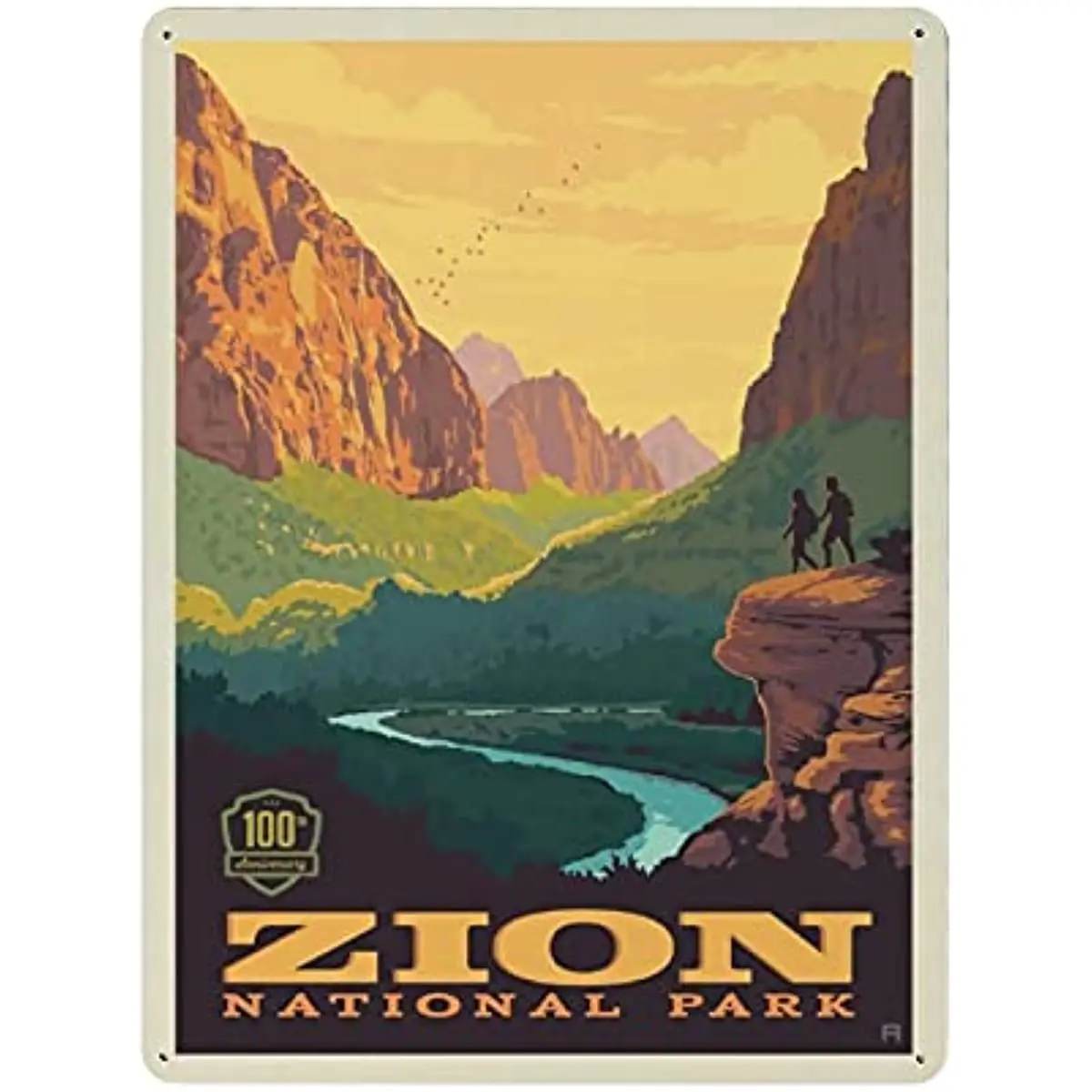 Ретро Ностальгический металлический жестяной знак Zion National Park Utah 100th, идеально подходит для паба, бара, офиса, столовой, кухни, подарок