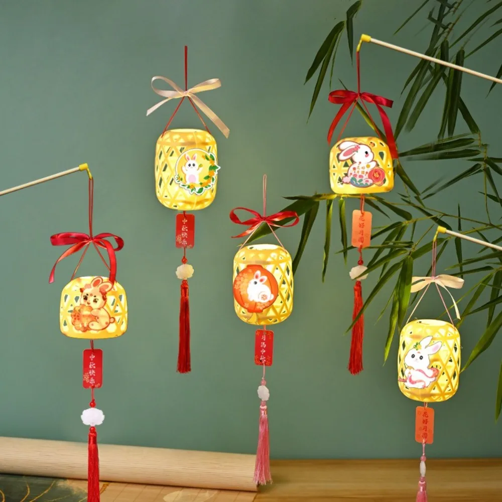 Luminous Middle Autumn Festival Lantern Handcraft Handmade Children DIY Lantern Material Kit DIY Material Bag Cartoon