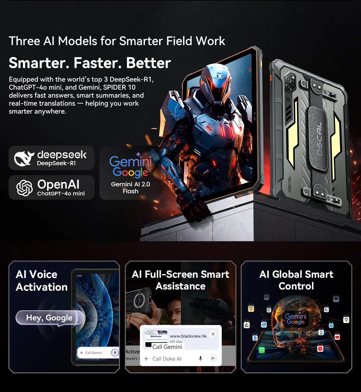 Blackview OSCAL SPIDER 10 Rugged Tablet Pad 11'' FHD+IPS Display 24GB(8+16) 256GB 20000mAh 45W MediaTek Helio G81 Android 15