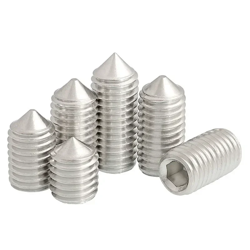 100pcs M2 M2.5  Hex Hexagon Socket Set Screw Cone All Cup Point Grub Screw A2 304 Stainless Steel Set Screw Bolt DIN914