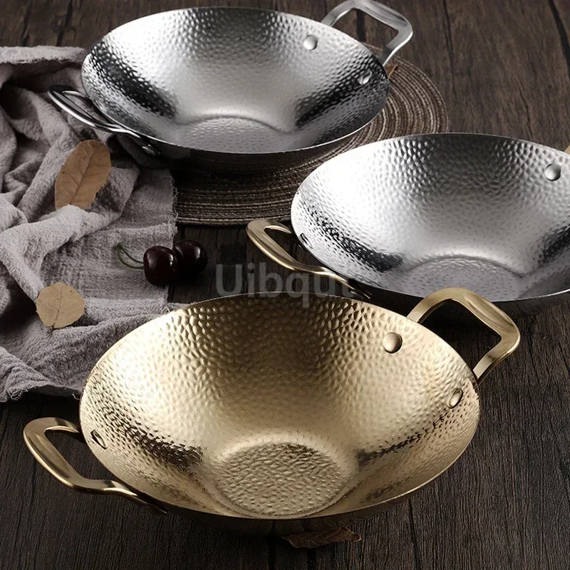 Pot cub Golden Double Ear Bar Cauldron Commercial round Bottom Small Hot Pot Creative Thickened Stainless Steel Dry - view 5