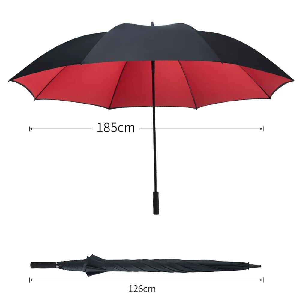 185cm Extra Large Umbrella Windproof Strong Double Layer UV Protection Parasol Men Business Big Golf Umbrella Beach Shade Travel