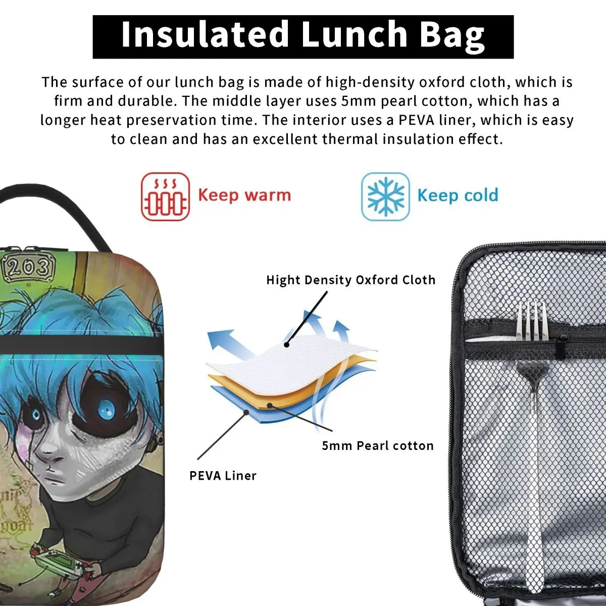 Sally Face Video Game (7) Insulated Lunch Bag for Women Kids Portable Food Boxes Thermal Lunch Box Tote
