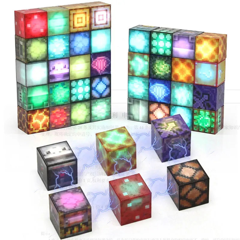 Light Magnetic Building Blocks Mine World Building toys Magnet Cube Set for Boy Girl Kid Age 3+ DIY Model Children STEM Sensory