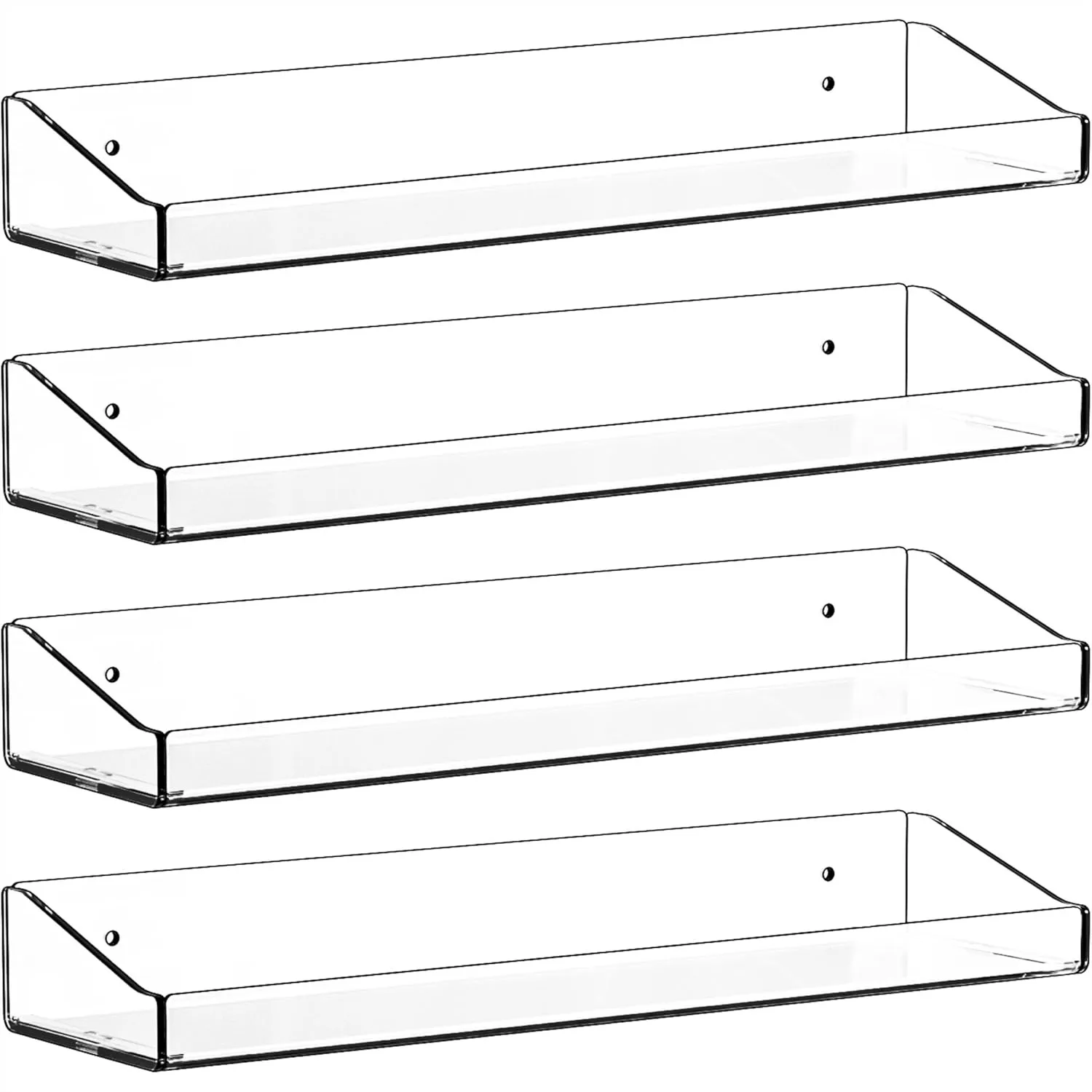 

Clear Acrylic Shelves for Wall with Adhesive, 15 Inch Floating Shelves for Bedroom, Bathroom Storage and Display