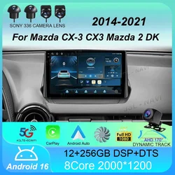 Android 16 Car Radio Carplay Auto For Mazda CX-3 CX3 Mazda 2 DK 2014 - 2021 Multimedia Player GPS Navigation 2din WIFI+4G Stereo