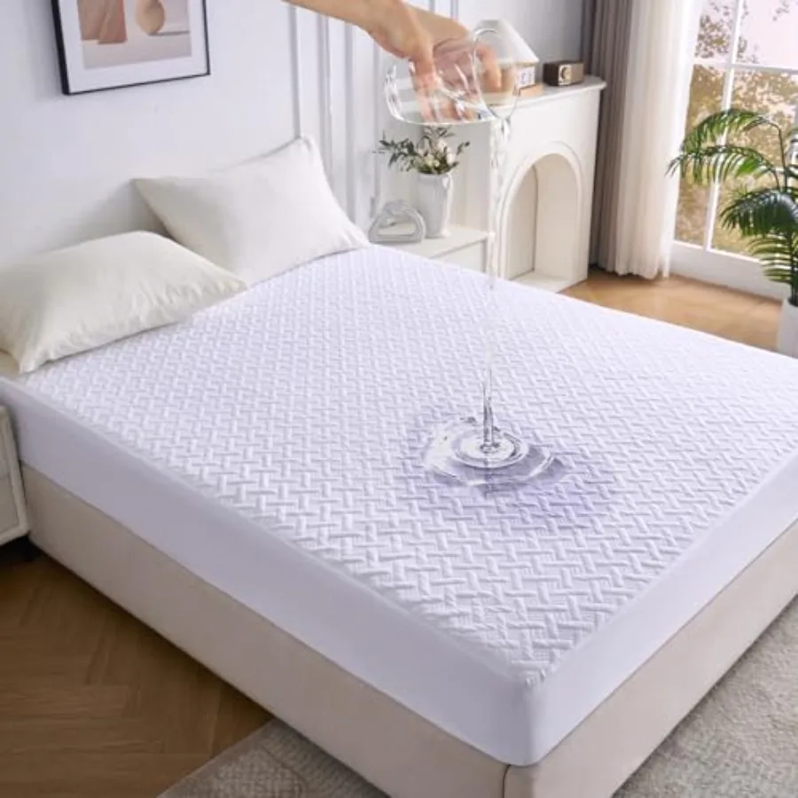 

Mattress Protector Waterproof - Ultrasonic Noiseless Mattress Pad with Reinforced TPU Bac Breathable Bed Cover Fit 6"-18" Deep