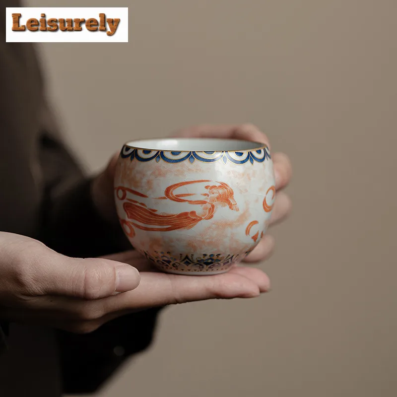 

120 мл Dunhuang Apsaras Ru Kiln, фарфоровая чайная чашка, чайная чаша в стиле дзен, милая чашка с ароматом, чашки Chazhan Master, чайная посуда, принадлежности для рукоделия