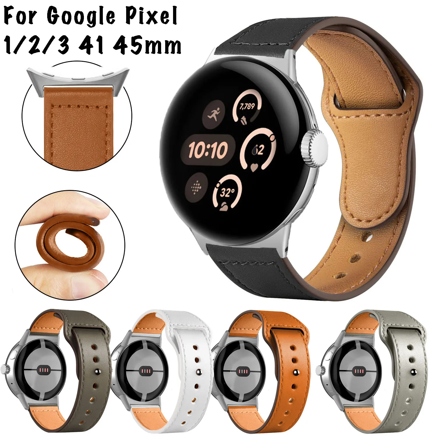 For Google Pixel Watch 3 41 45mm Strap Genuine Leather Replace Wristband Correa Bracelet For Google Pixel Watch 1 2 3 Band Belt