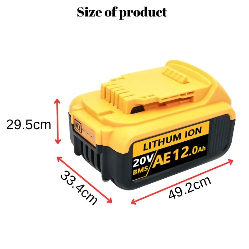 Imagem -06 - Bateria do Li-íon da Substituição para a Ferramenta Elétrica de Dewalt 20v 12000mah Dcb182 Dcb180 Dcb181 Dcb182 Dcb201 Dcb205 Dcb200