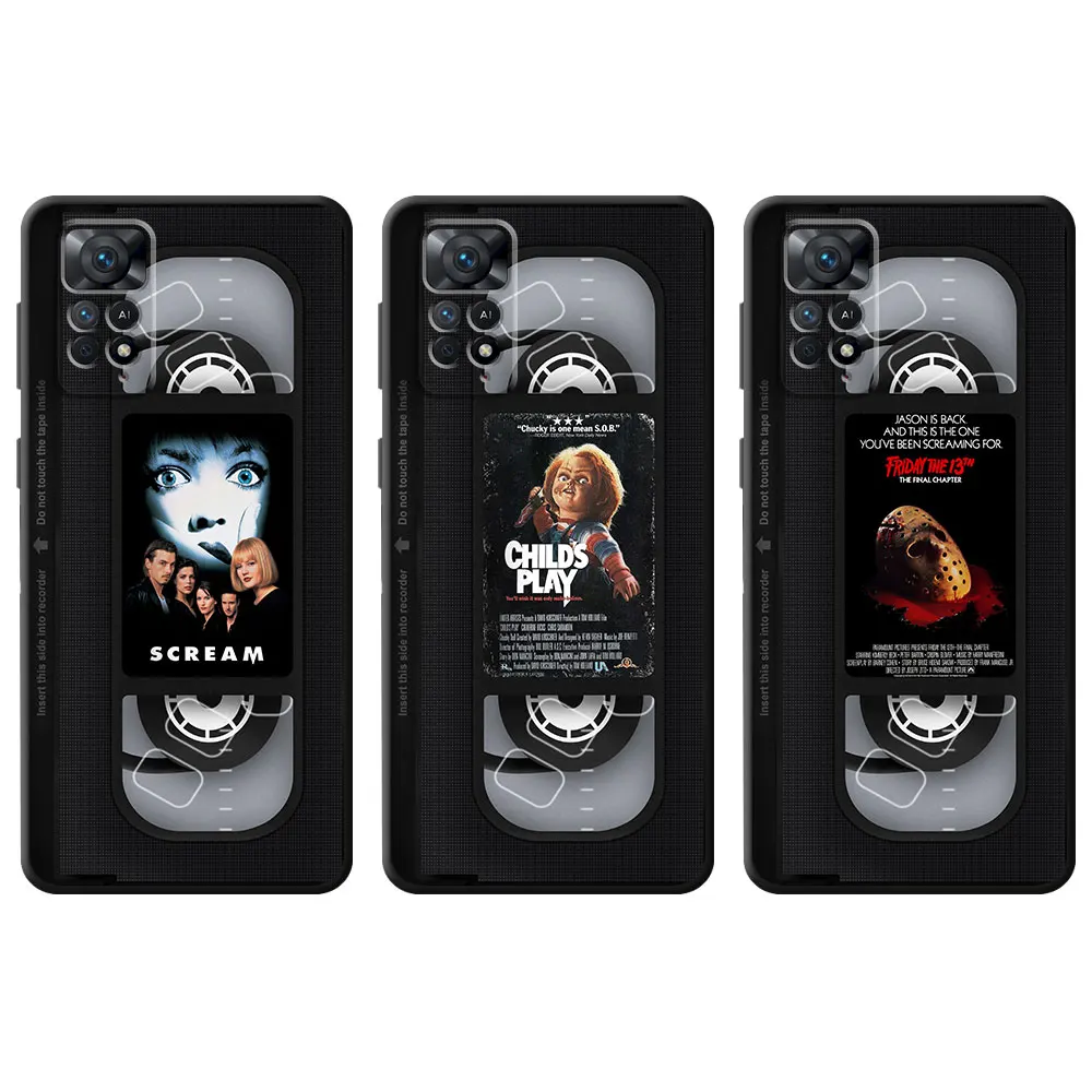 Phone Black Case For Xiaomi Redmi Note 13 Pro 11 12 12C 9T K40 12S 10 11S 9Pro 10C 9C Fundas Covers Horror Movie Video