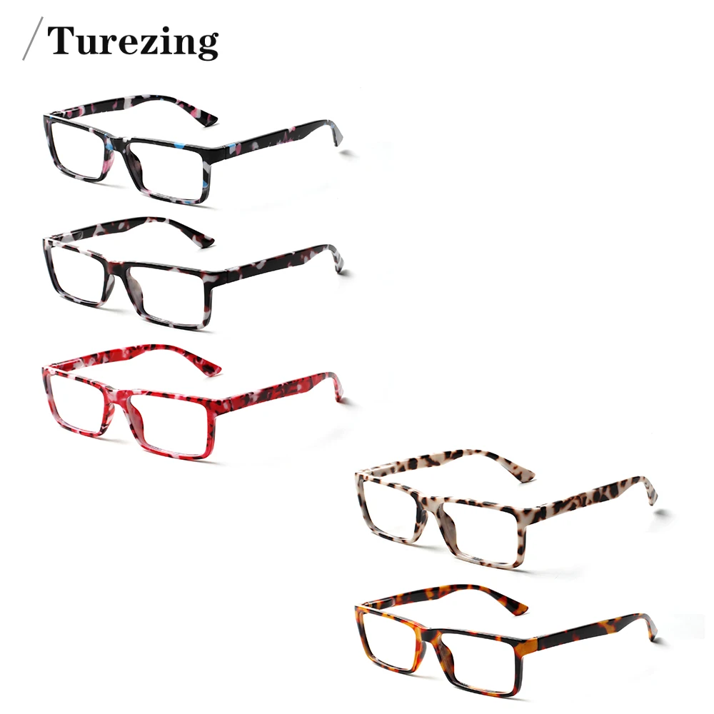 

Turezing 3 Pack Rectangular Print Flower Frame Reading Glasses For Women Spring Hinge Reader Eyewear Man