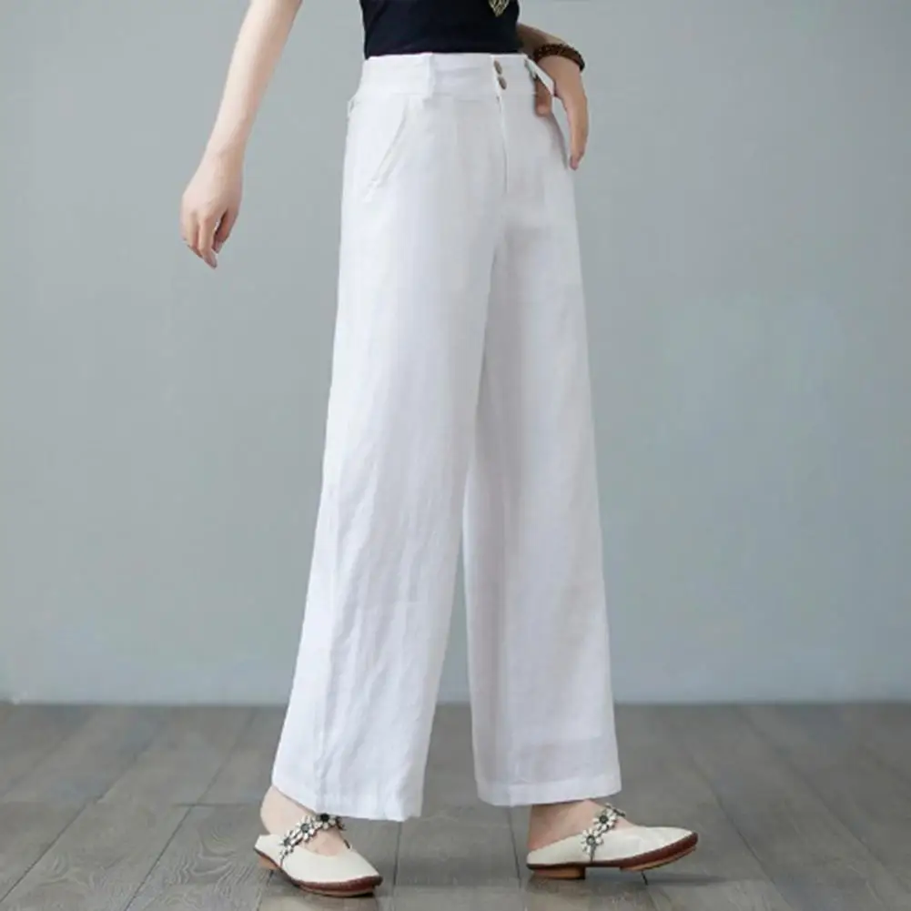 

Casual Pants Stylish Women's High Waist Wide Leg Pants with Pockets for Daily Wear Elastic Waist Straight Leg Slacks Casual