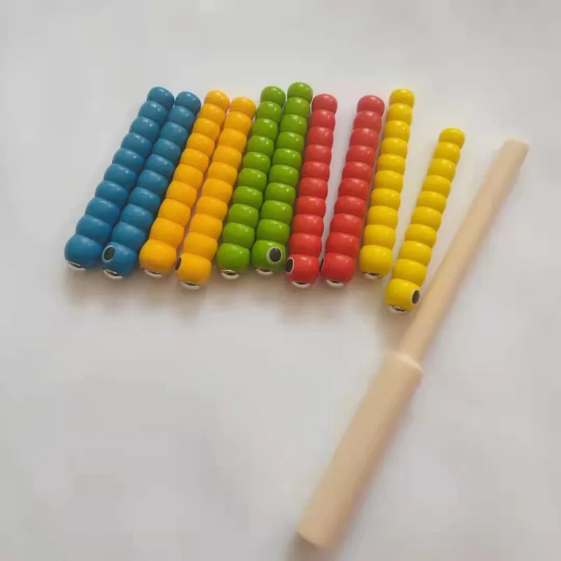 Varita de gusanos para atrapar gusanos, juego de agarre de fresa, juguetes de madera para bebés, accesorios de juguetes educativos Montessori