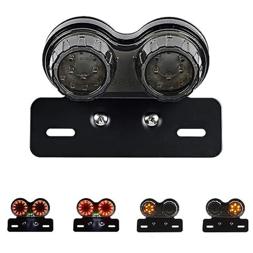 Smoke/Red 12V LED Motorcycle Tail Light Integrated Brake Turn Signal Light with License Plate Bracket For Harley Honda Yamaha image 2