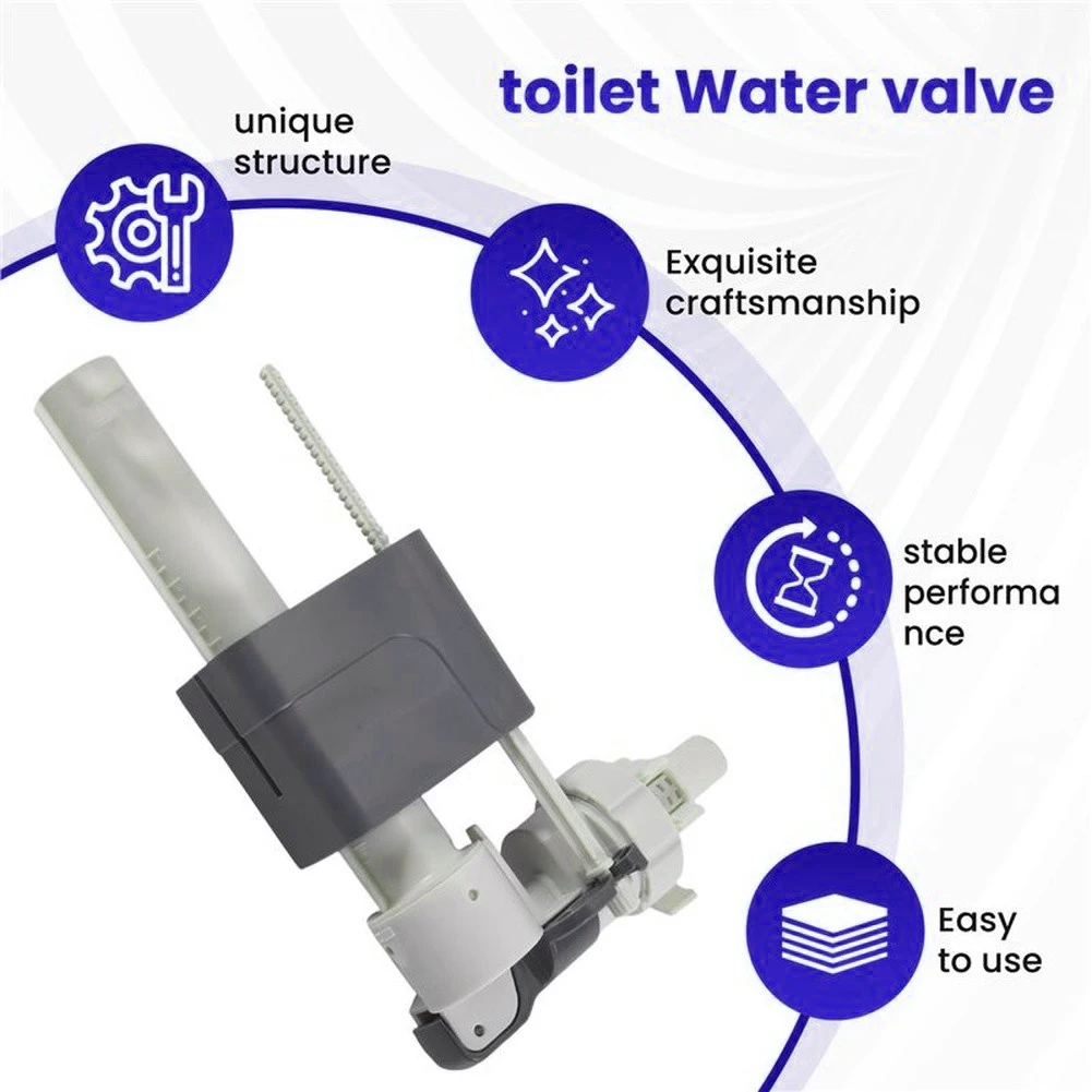 Grey Plastic In-Wall Water Tank Inlet Valve G3/8 For Wall Hanging Toilet Bathroom Space Saving Solution Easy Maintenance