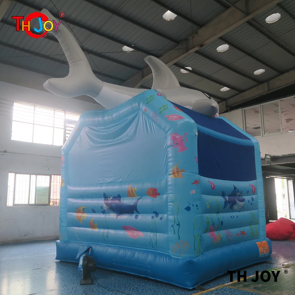 4x4m nadmuchiwany moonwalk rekina, dom odbijający, dmuchany zamek do skakania, dmuchany zamek odbijający, dmuchany skokowiec