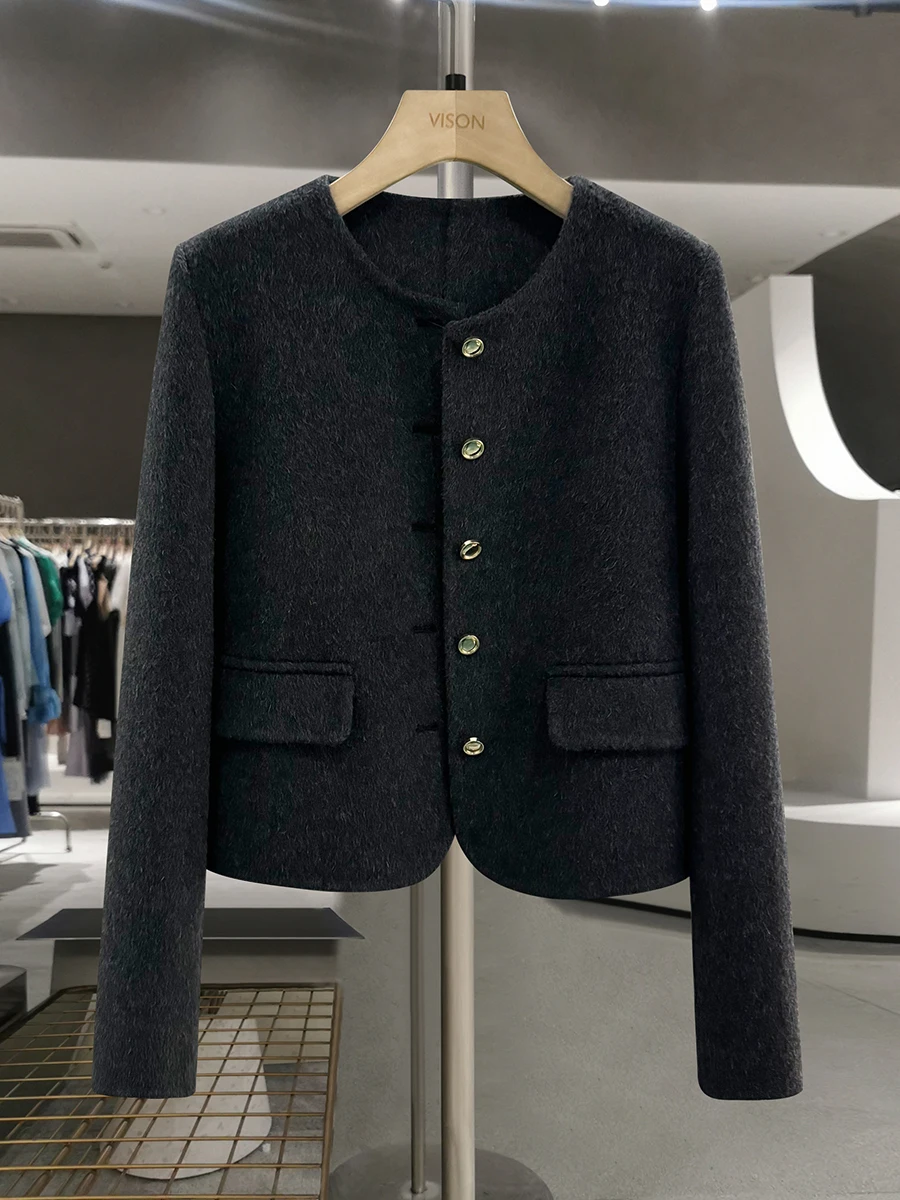 

Мягкое теплое шерстяное пальто женское 2025 года, новинка осени-зимы, двустороннее, мягкое, уютное, шерстяное, для повседневной носки, длинное, стильное...