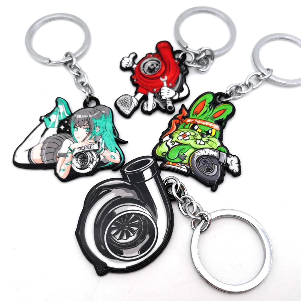 Newest Metal Keychain JDM Culture 3D Logo Car Auto Modified Parts Key Chain for Turbo Girl Keychain Racer Racing Style Keyring