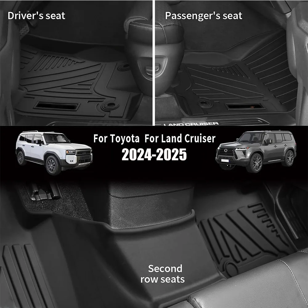 3D Floor Mats Trunk Pad For Toyota Prado LC250 2024 2025 2026 5 seat &7 seat Anti-Slip Waterproof Accessories TPE