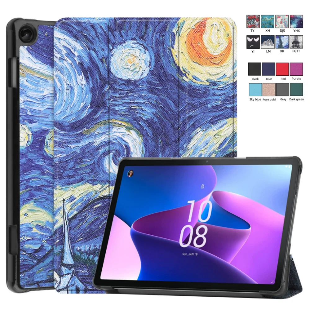 Case for Lenovo Tab M10 3rd Gen 2022 TB328FU TB328XU 10.1 inch PU Leather Tri-fold Tablet Cover with Auto Wake Function 10.1