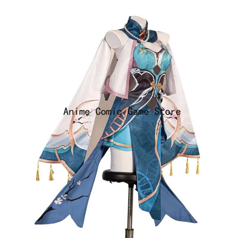 Az15Ruan Mei Honkai ستار السكك الحديدية تأثيري فستان مُصمم حسب الطلب شعر مستعار Ainme لعبة مثير الصينية شيونغسام حفلة الهالوين الزي للنساء