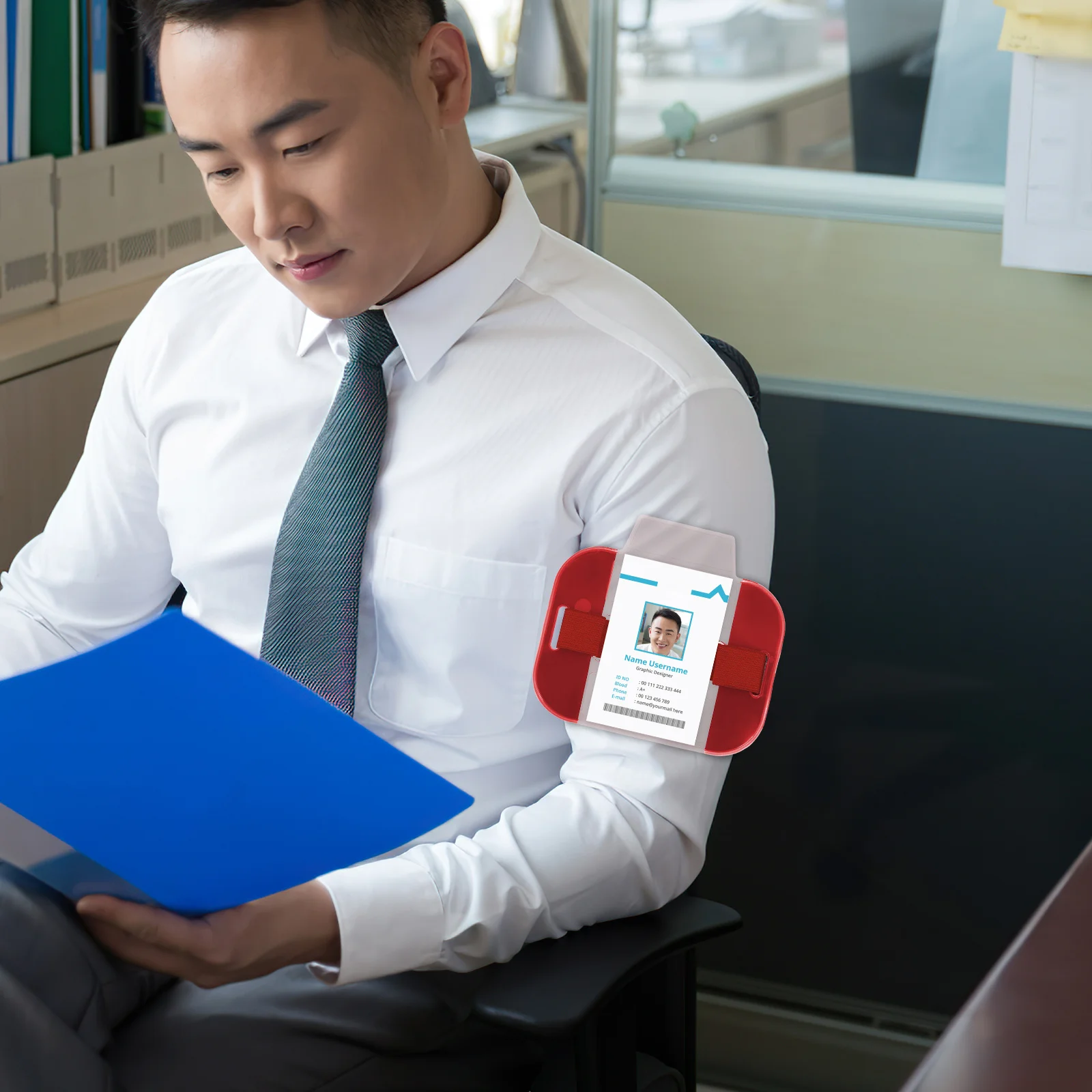 

2pcs Colorful Card Holders Adjustable Elastic Armband For Id Cards Badge Sleeve Pvc Nylon Clear Window Portable Lightweight