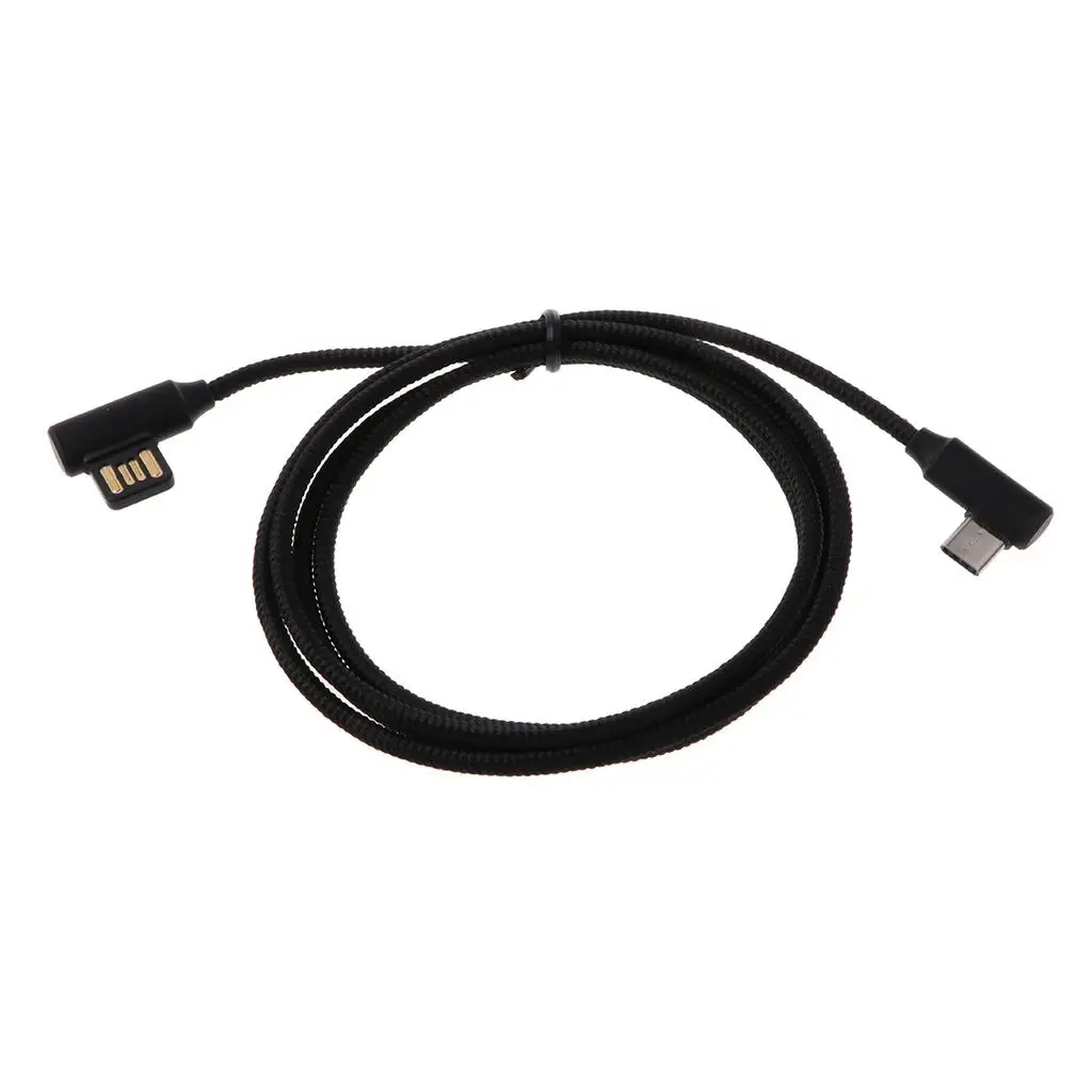 USB Fast Charging Cable 90 Degree L Shape Nylon Data Charger Cord for Android Type C Micro USB Device