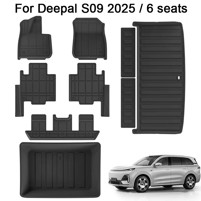 

Для Deepal S09 2025 Коврики 3D TPE Коврики для багажника Грузовые вкладыши Водонепроницаемые нескользящие защитные коврики для спины сиденья Напольные ковры