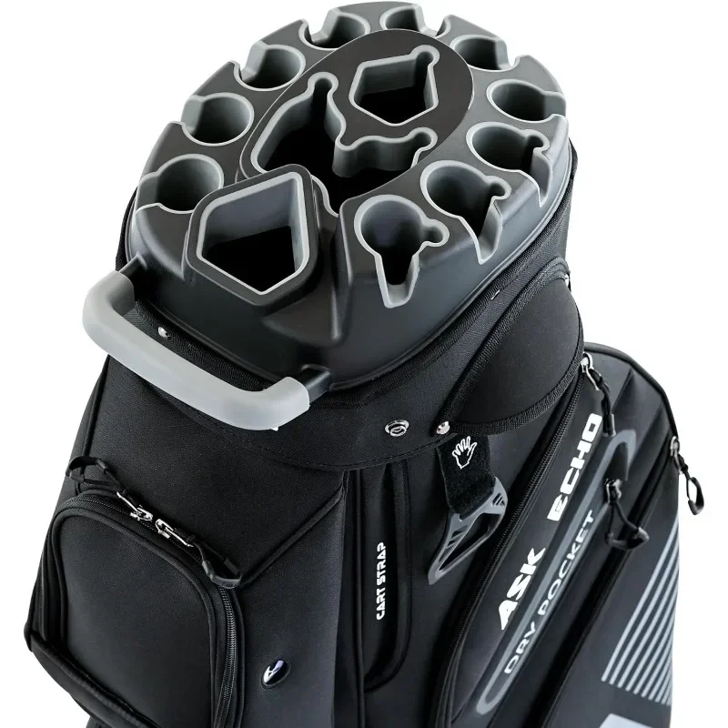 

ASK ECHO T-Lock Golf Cart Bag with 14 Way Organizer Divider Top, Premium Cart Bag with Handles and Rain Cover, for Men