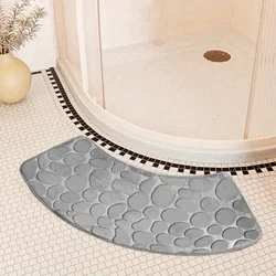 Solid color arched flannel shower room thickened absorbent floor mat bathroom floor mat furry semicircular anti-slip mat