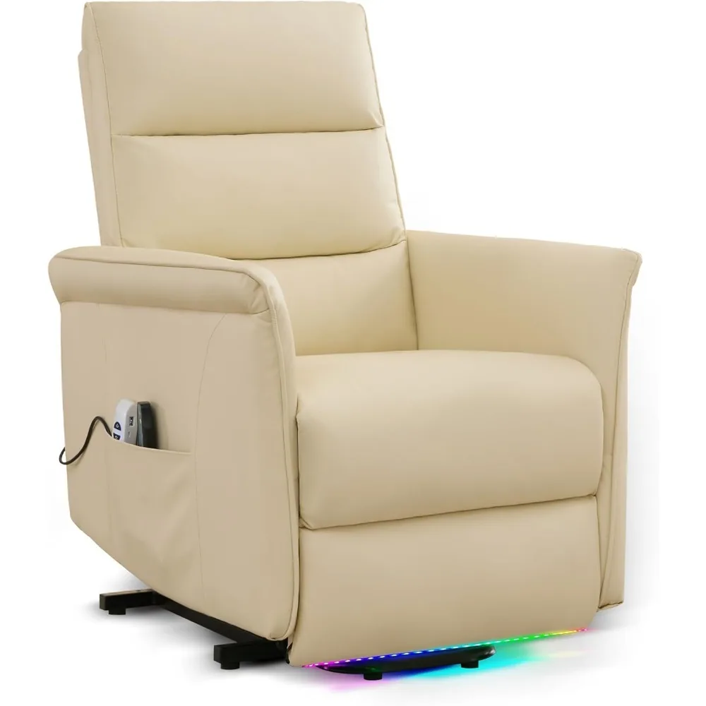 Reclining Sofas Power Lift Recliner Chair with Massage & Heat for Elderly Home Theater Seating with LED Ambient Light