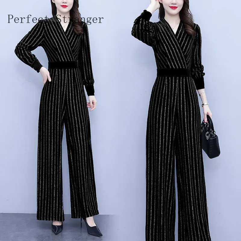 2024 Spring Autumn Velvet Casual Y2K Clothes Long Sleeve V Neck Bodycon  Jumpsuit Women Sporty Streetwear Romper Outfits