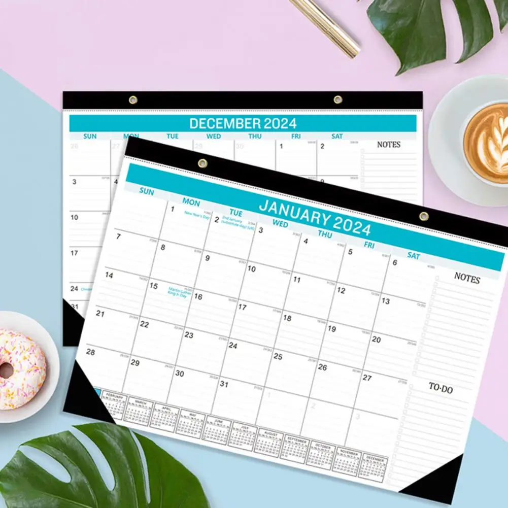 Calendario de pared para nevera, calendario de escritorio duradero, fácil de leer, 18 meses, multiusos, inglés, 2024,1-2025,6