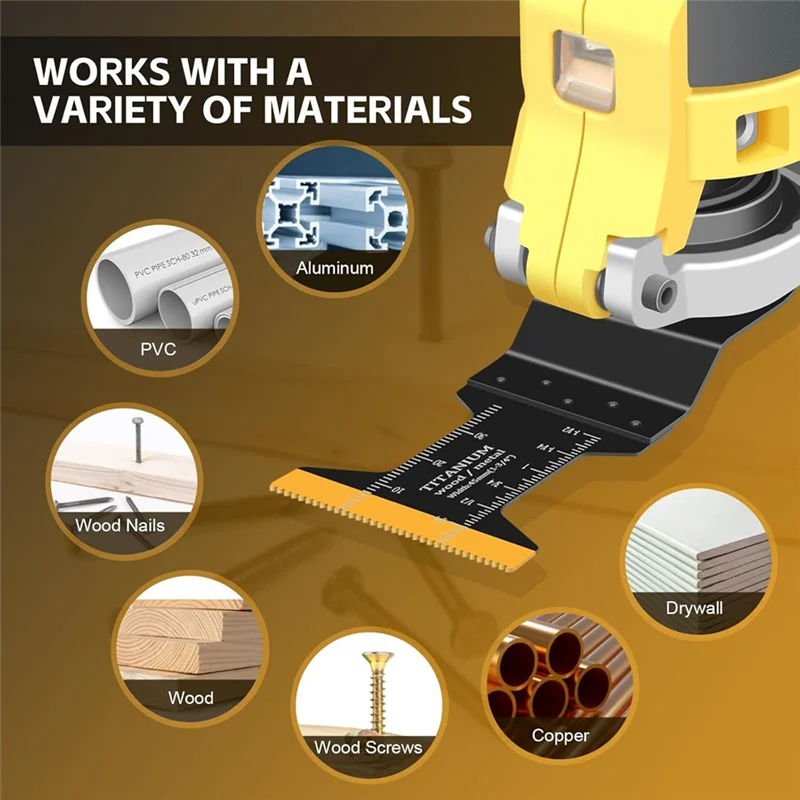 

A27F-Universal Multitool Blades 20PCS Titanium Oscillating Saw Blades For Wood Plastics Metal, Tool Blades Kits, Metal Cutting