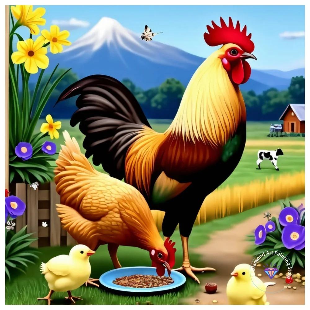 

Rooster AB Diamond Painting Kit Square Round Diamond 5D DIY Mosaic Cross Embroidery Handmade Art Adult Exquisite Gift Home Decor