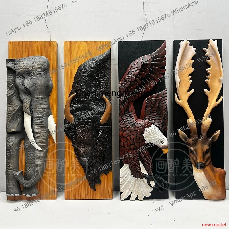 H178Corridor hanging painting vertical living room mural creative 3d three-dimensional wood carving dining room decorative paint