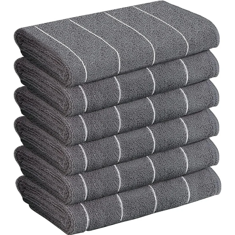 

6 Pack Super Absorbent, Fast Drying, Microfiber Bathroom Towel - Multipurpose, Spa Hand Towel 16 x 28 Inches - Gray