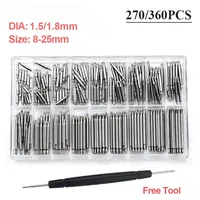 360pcs 270pcs 8mm-25mm Stainless Steel Watch Spring Bar Watch Strap Pins 1.5mm 1.8mm Diameter Watch Band Link Pin Repair Tools