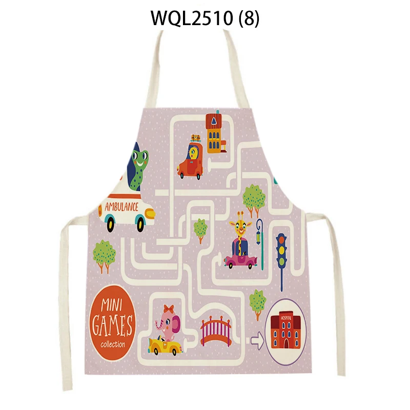 Apron Kids Apron Kitchen Household Item Cartoons Print Apron Adult Hair Apron 55x68cm Apron Custom Logo Kitchen Supplie Tablier