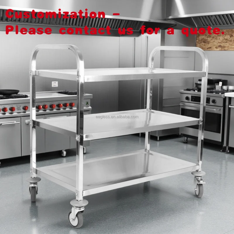 

custom.3 Tiers Commercial Catering Stainless Steel 201 304 Food Service Servicing Cart Trolley