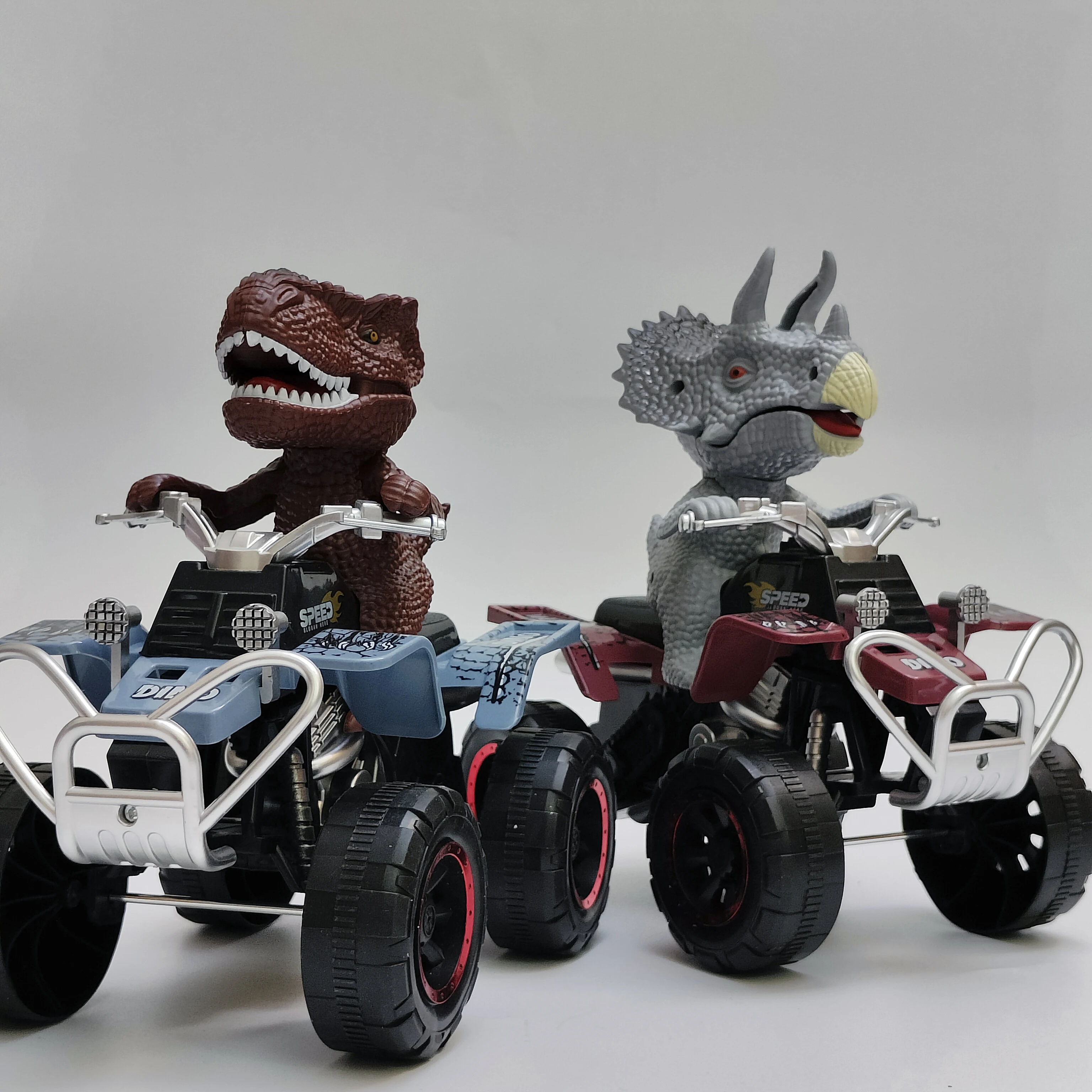 Duurzaam Tyrannosaurus Rex dinosaurus terreinwagenspeelgoed, handmatig push-pull traagheidsactie, geen batterijen nodig, coole traagheid