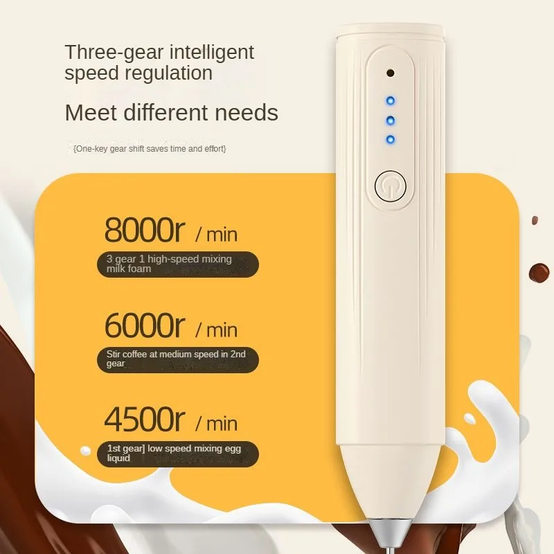 رغوة الحليب المحمولة، مضرب البيض القابل للتعديل بثلاث سرعات، خلاط صغير محمول، خلاط USB قابل لإعادة الشحن، أداة المطبخ، خلاط الطعام