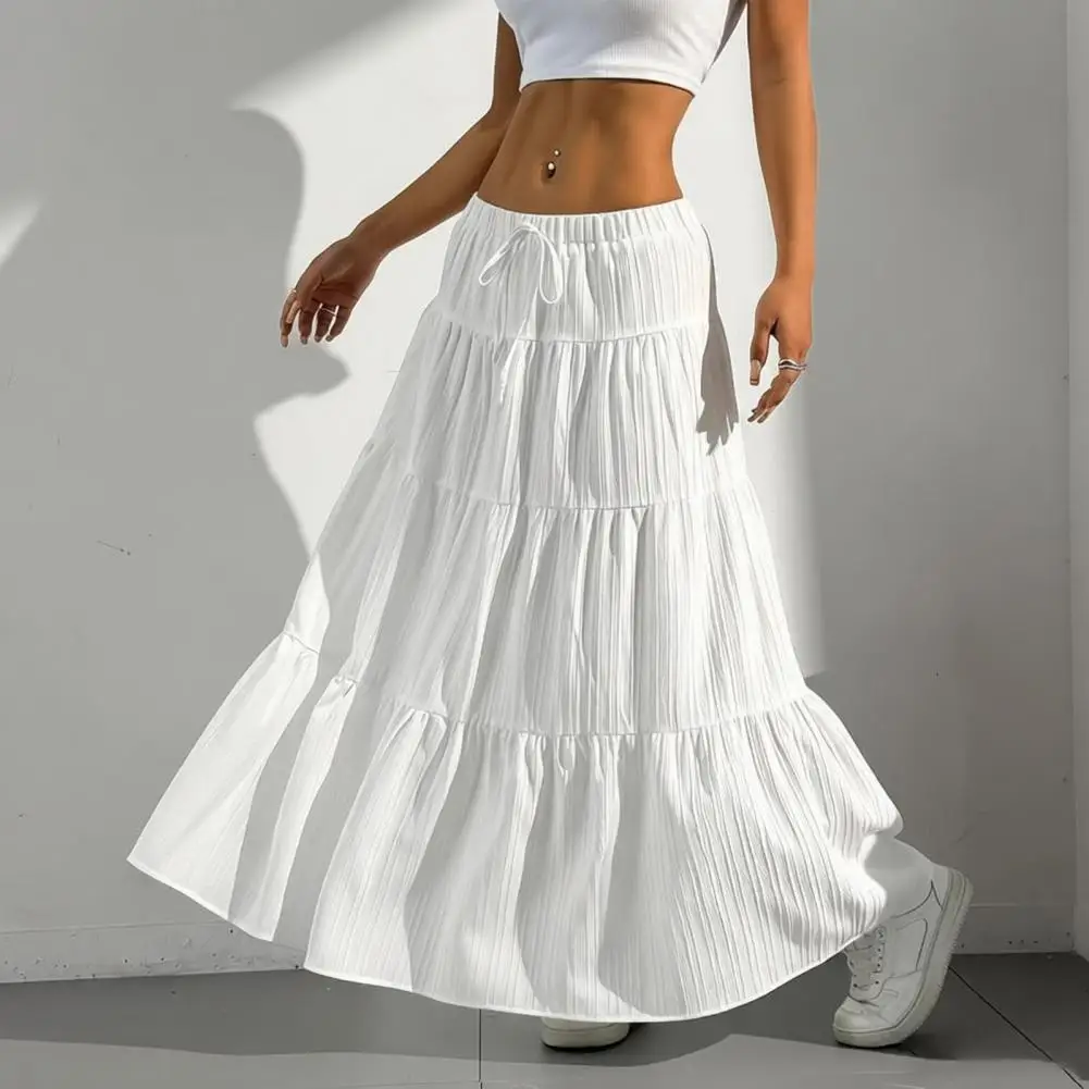 2026 Spring Summer Women's Half length Skirt with Strap Splicing Large Swing Skirt Loose Long Skirt Women's Wear Flowy Skirts