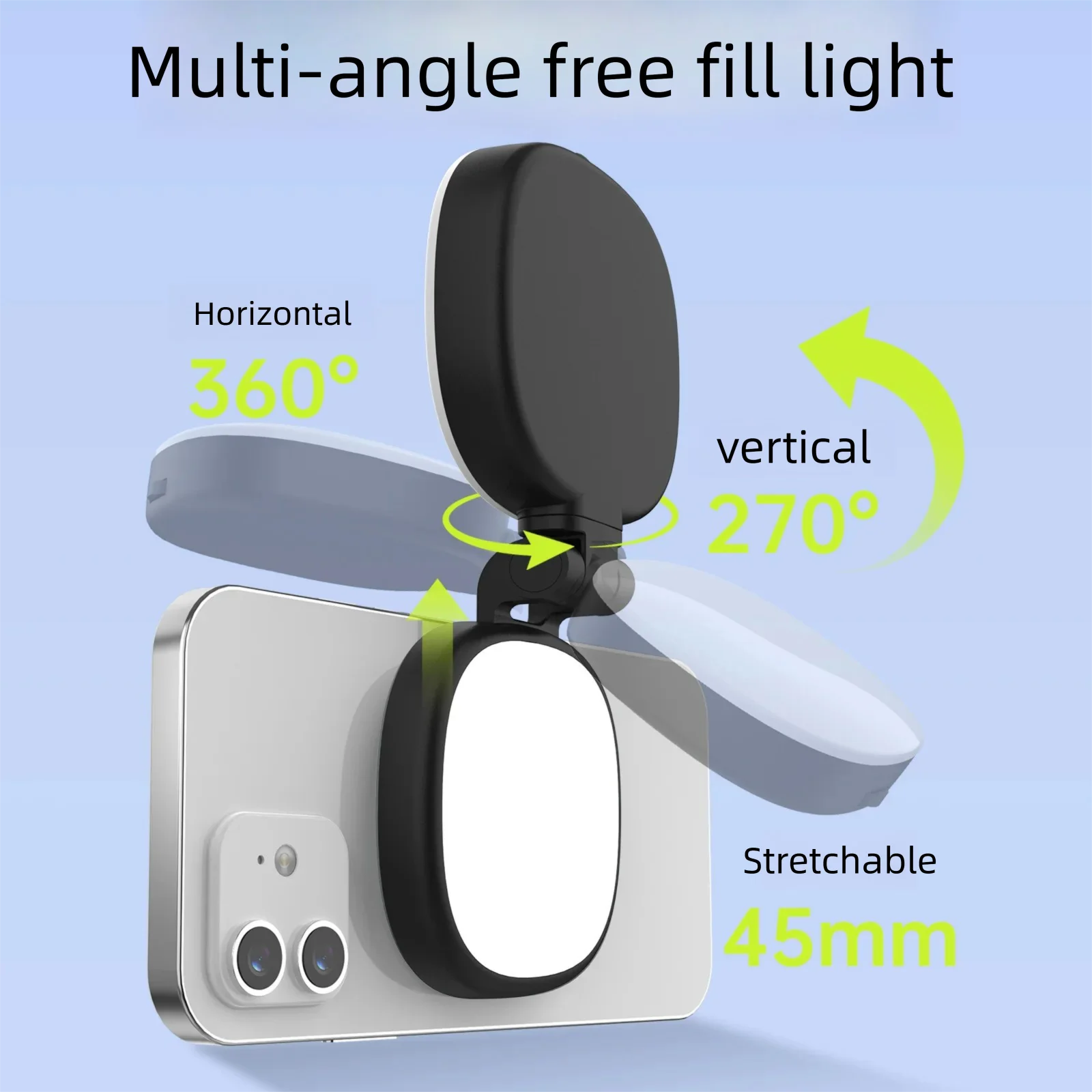 600 مللي أمبير 360 °   ضوء حلقة سيلفي LED مغناطيسي للهاتف مع ضوء هاتف متوافق مع مرآة لصور السيلفي/التصوير الفوتوغرافي