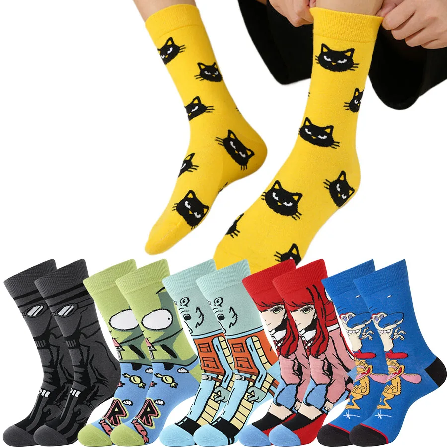 الهيب هوب شارع أزياء عيد الميلاد هالوين الكرتون أنيمي الجوارب الرجال النساء الجدة مضحك عارضة طاقم الجوارب الراحة الاستخدام اليومي